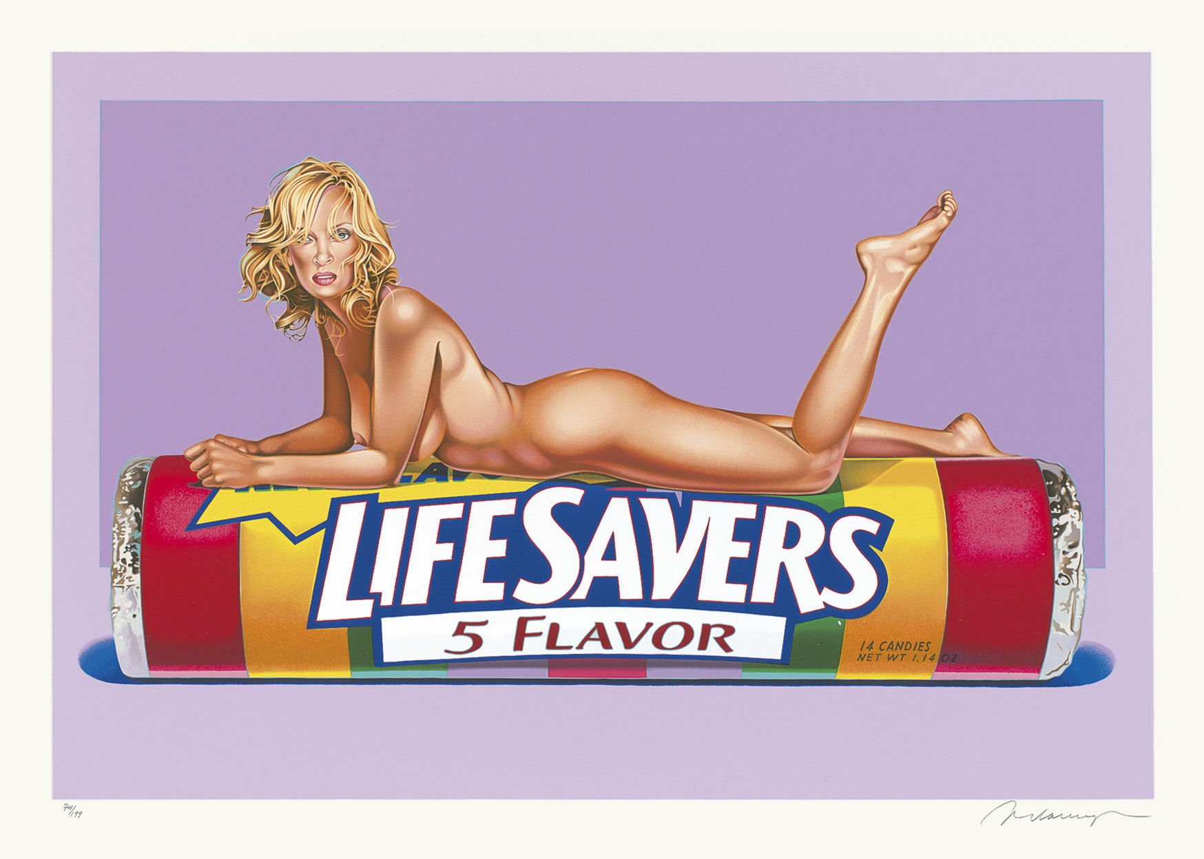 Tableau "Five Flavour Fannie (Life Savers)" (2006) von Mel Ramos
