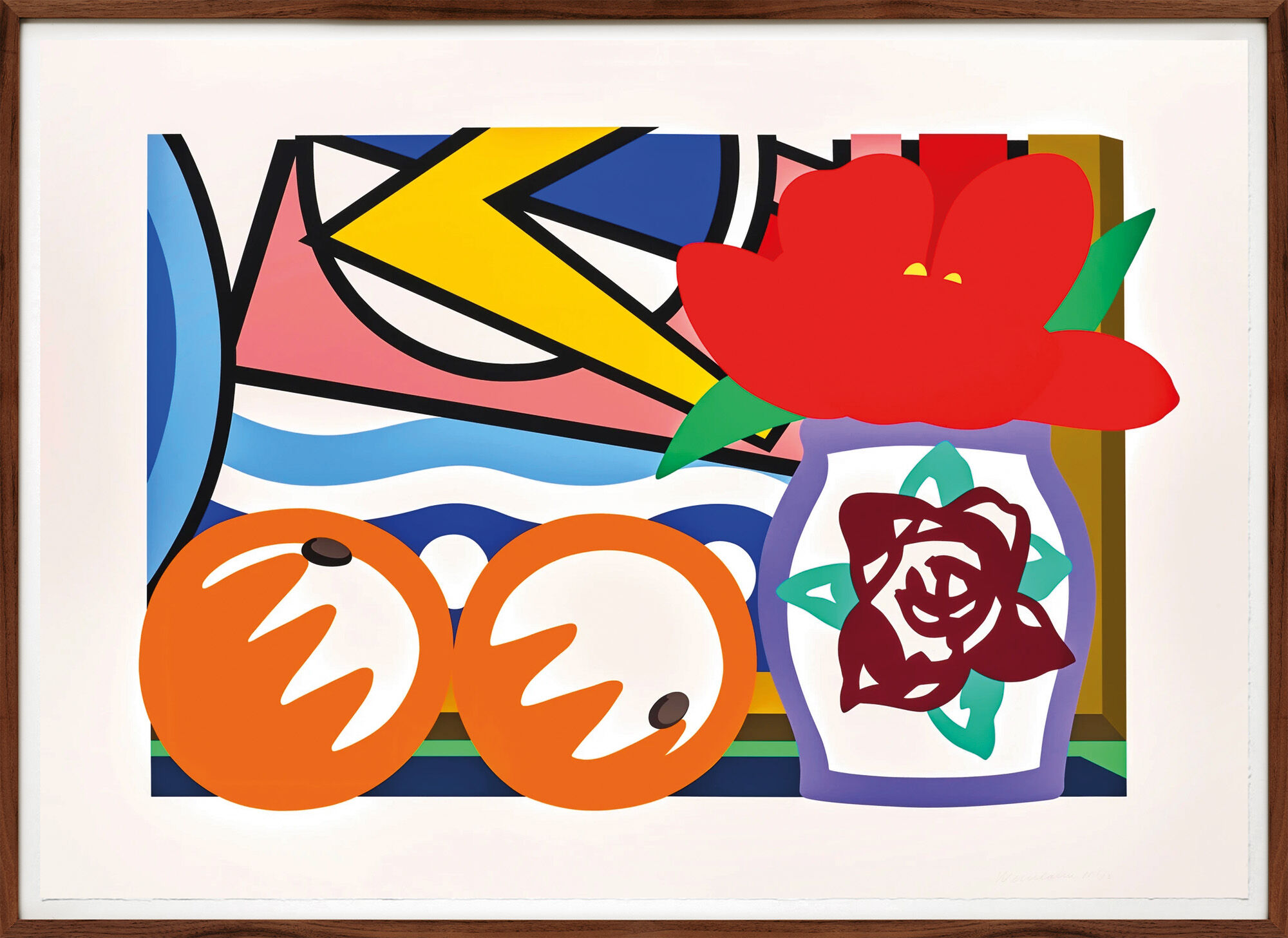 Tableau "Nature morte avec Lichtenstein et deux oranges" (1993) de Tom Wesselmann