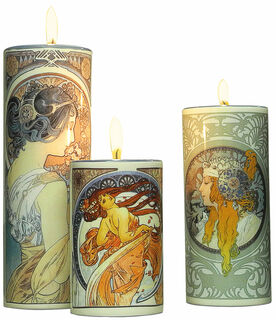 Set of Three Tea Light Holders With Artist Motifs, Porcelain