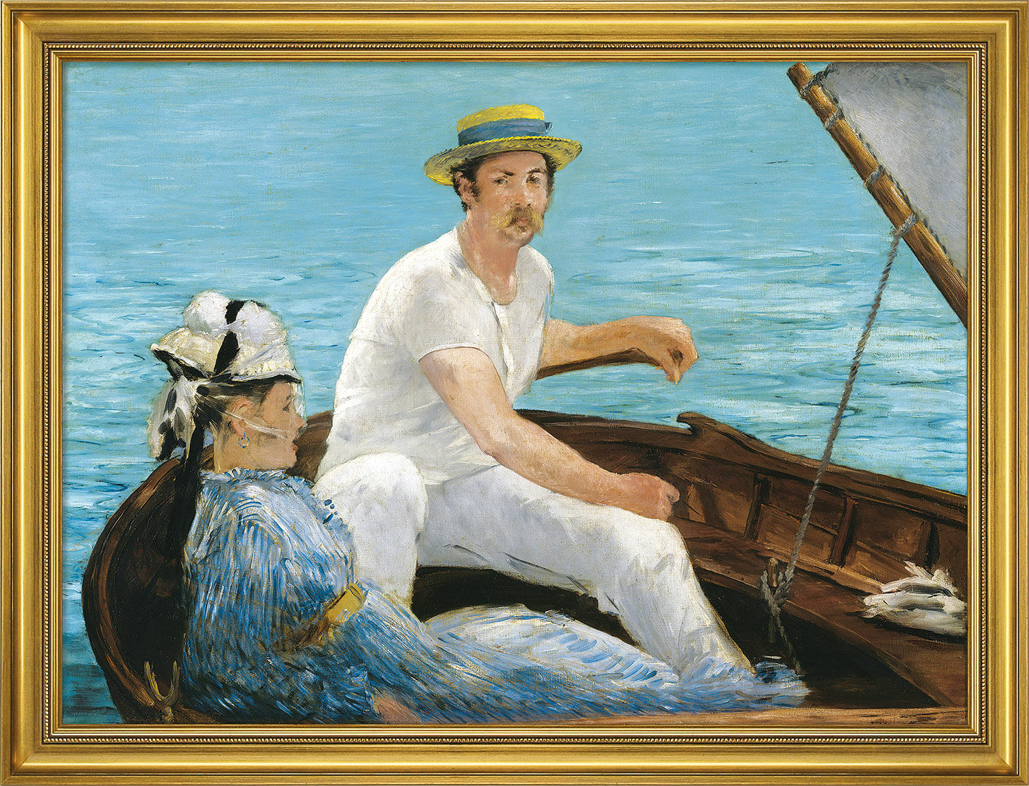 Picture "In the Boat" (1874), framed by Edouard Manet