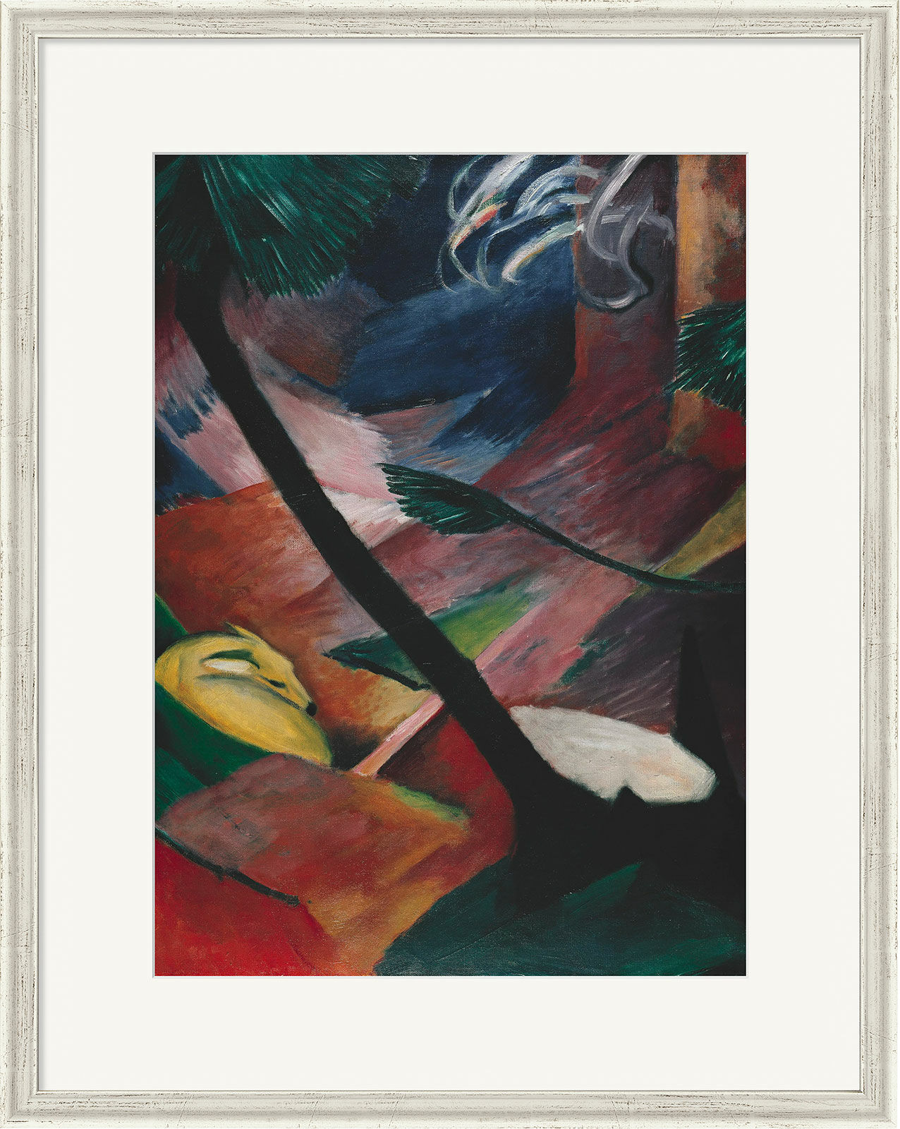Picture "Deer in the Forest II" (1912), framed by Franz Marc