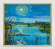Quadro "Al lago Garder" (1924), versione con cornice bianca e dorata di Max Pechstein