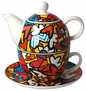 Teapot with an integrated cup "All We Need Is Love", Porcelain