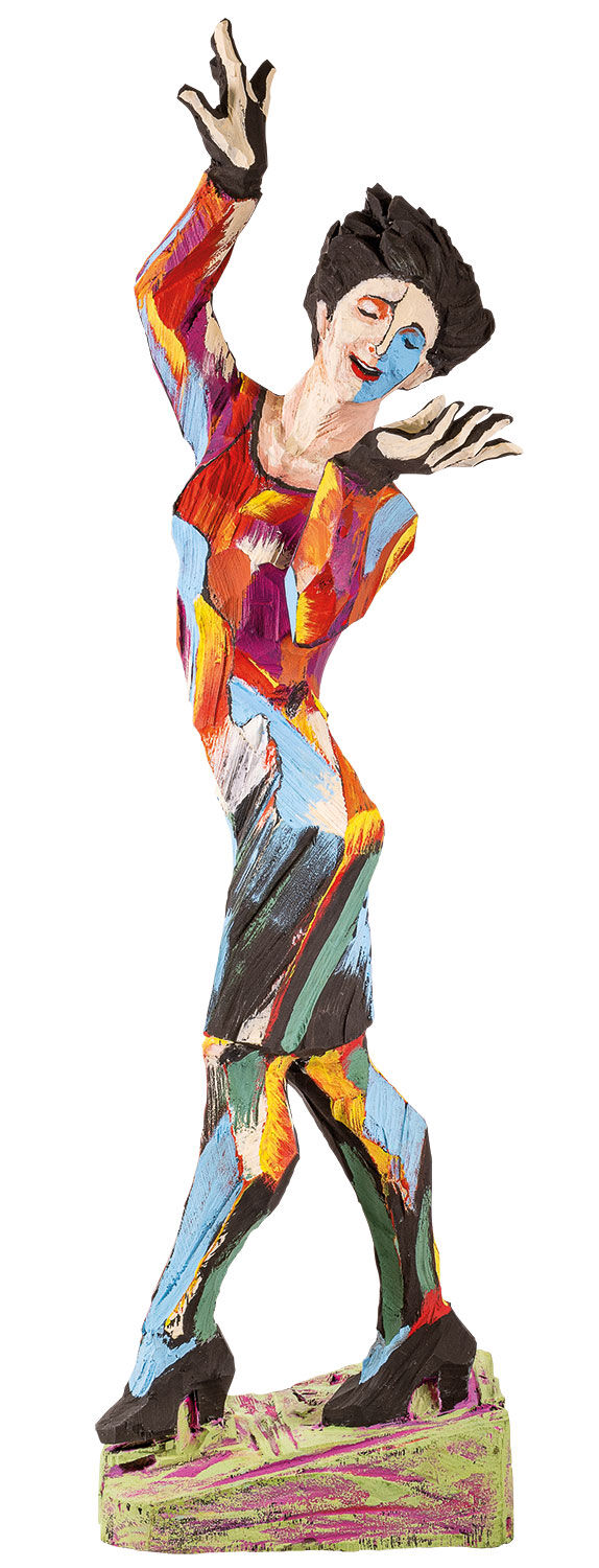 Scultura "Throw" (pezzo originale/unico), legno dipinto a mano di Roman Johann Strobl