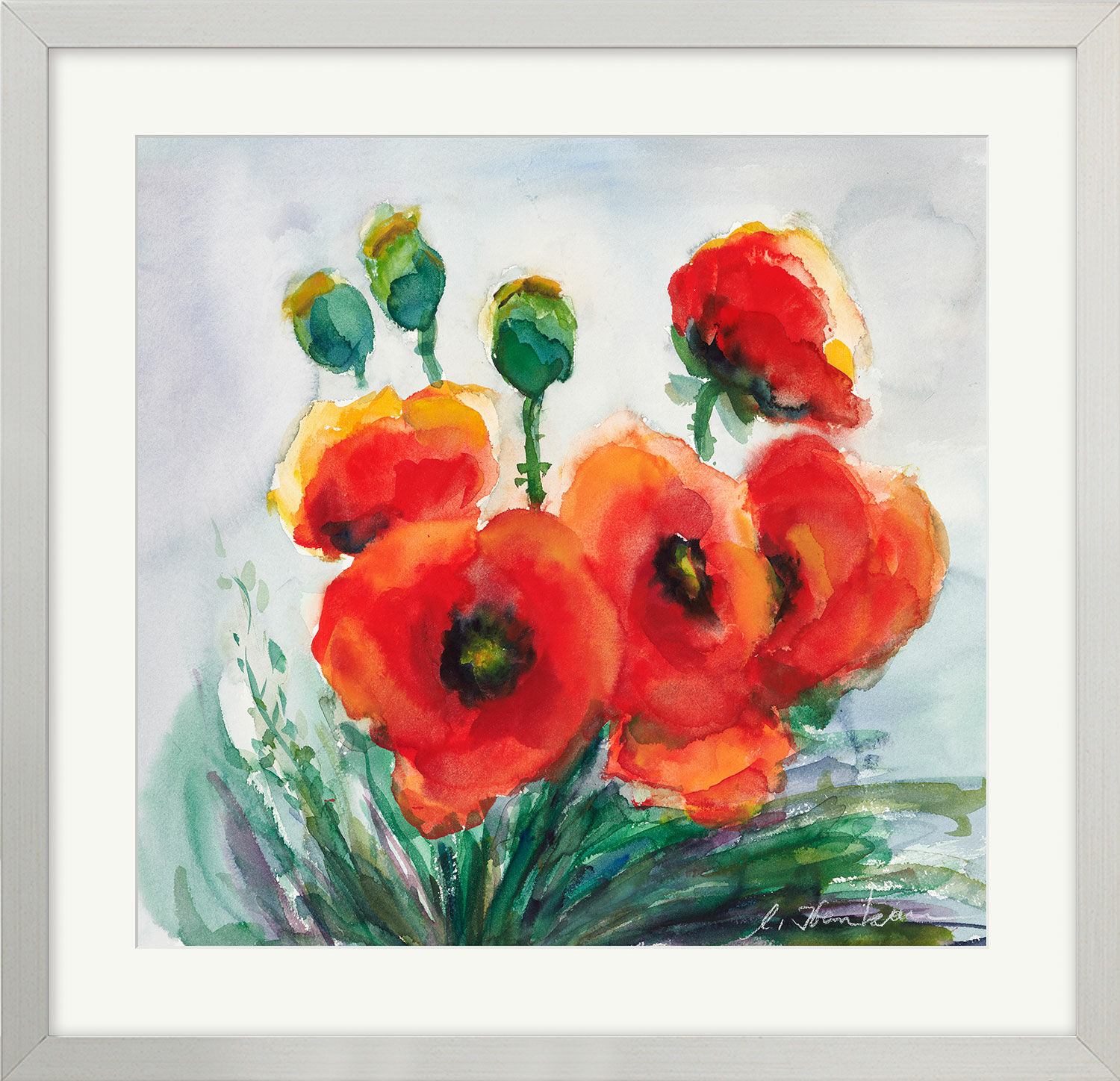 Picture "Poppies" (2022) (Original / Unique piece), framed by Christine Kremkau