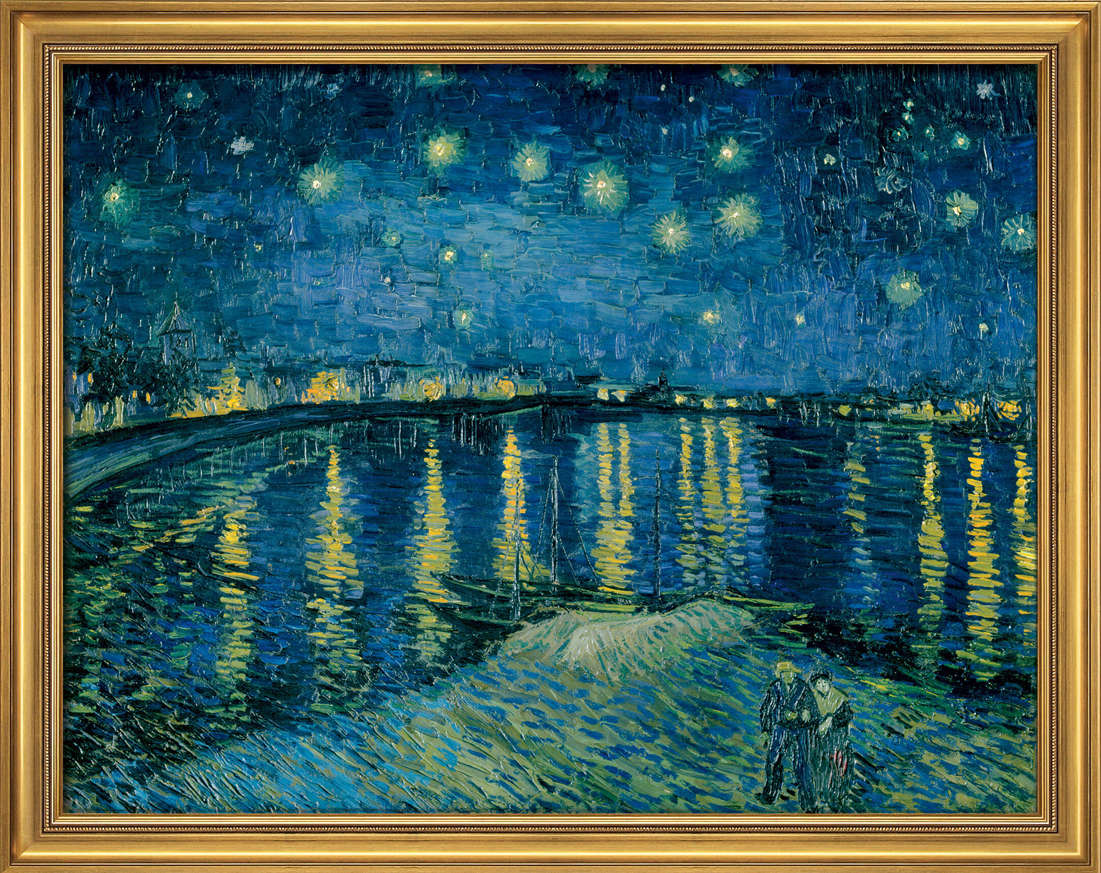Bild "Sternennacht über der Rhône" (1888), gerahmt von Vincent van Gogh