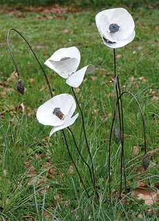 Garden stake flower set "White Poppy", 6-pcs.