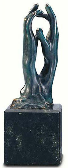 Sculpture "La Cathédrale" (Étude pour le secret), version en bronze collé von Auguste Rodin