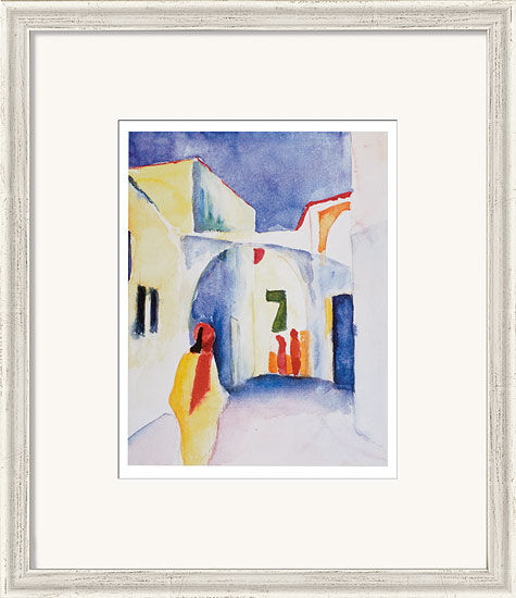 Bild "Blick in eine Gasse" (1914), gerahmt von August Macke
