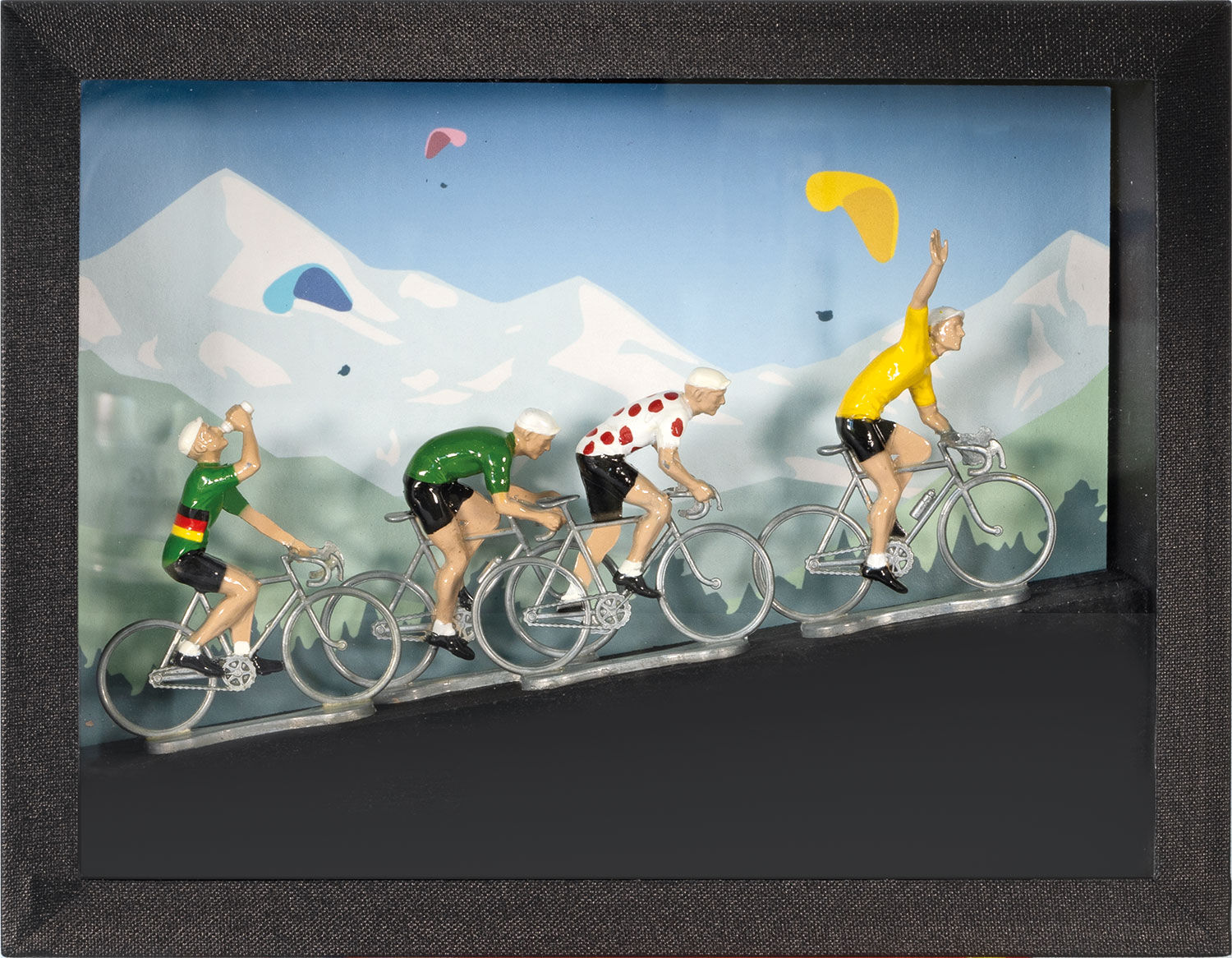 Image 3D "Cyclistes", encadrée de Bernard & Eddy