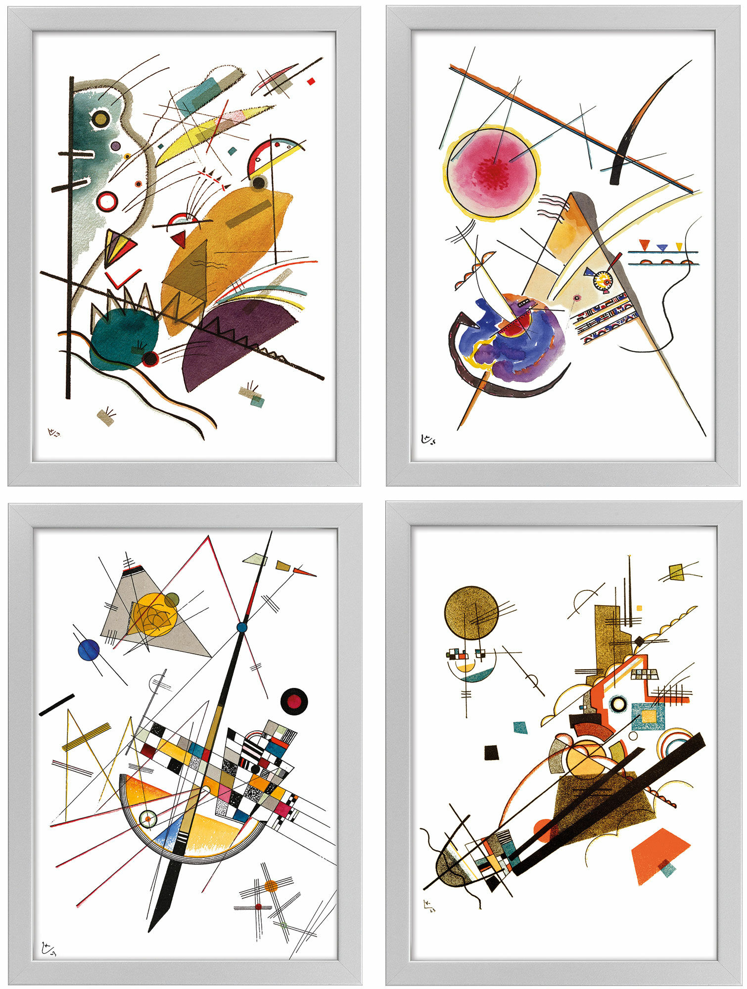 Set of 4 pictures, framed by Wassily Kandinsky