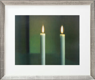 Bild "Zwei Kerzen" (1982), Version silberfarben gerahmt