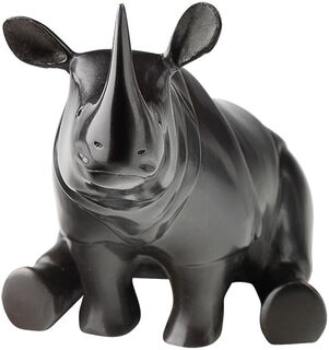 Skulptur "Nashorn", Bronze grau/schwarz von Evert den Hartog