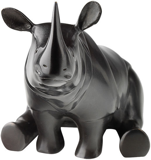Skulptur "Nashorn", Bronze grau/schwarz von Evert den Hartog