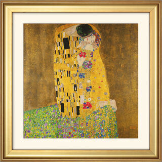 Picture "The Kiss" (1907-08), framed by Gustav Klimt