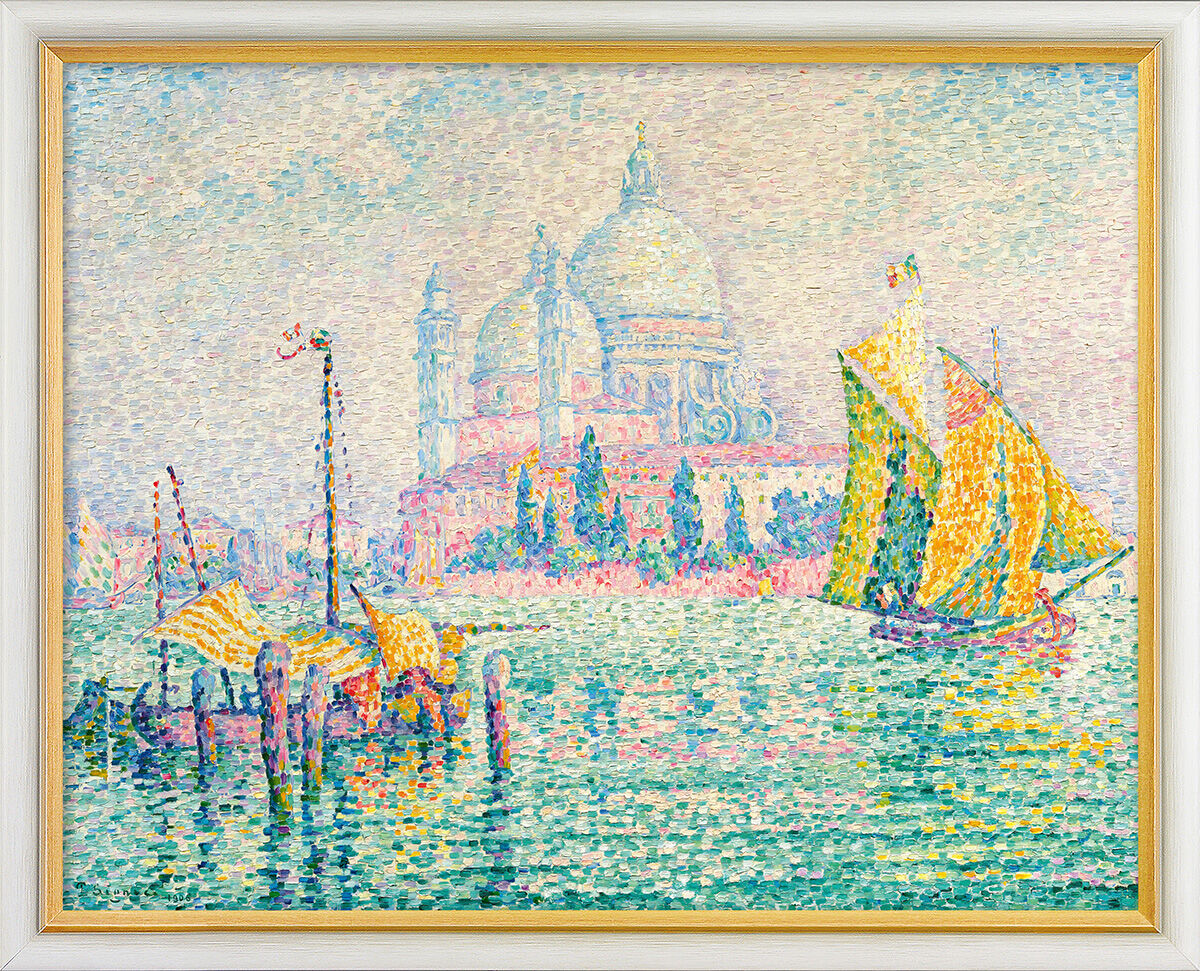 Tableau « La Salute (Venise) » (1906), version avec cadre blanc et doré de Paul Signac