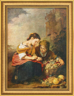 Bild "Die kleine Obsthändlerin" (1675), gerahmt