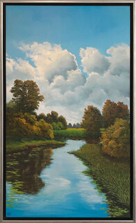 Bild "Herbststimmung am Flüsschen" (2023) (Original / Unikat), gerahmt