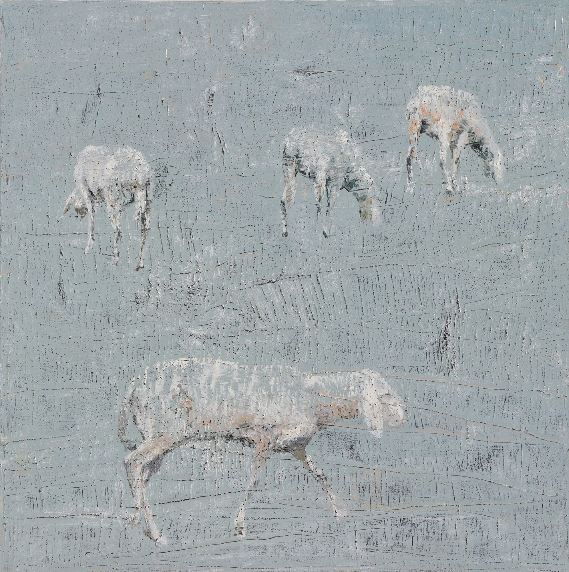 Tableau "Quatre moutons" (2023) (Pièce unique) von Simone Opdahl