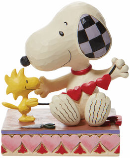 Skulptur "Snoopy und Woodstock mit Herzen", Kunstguss