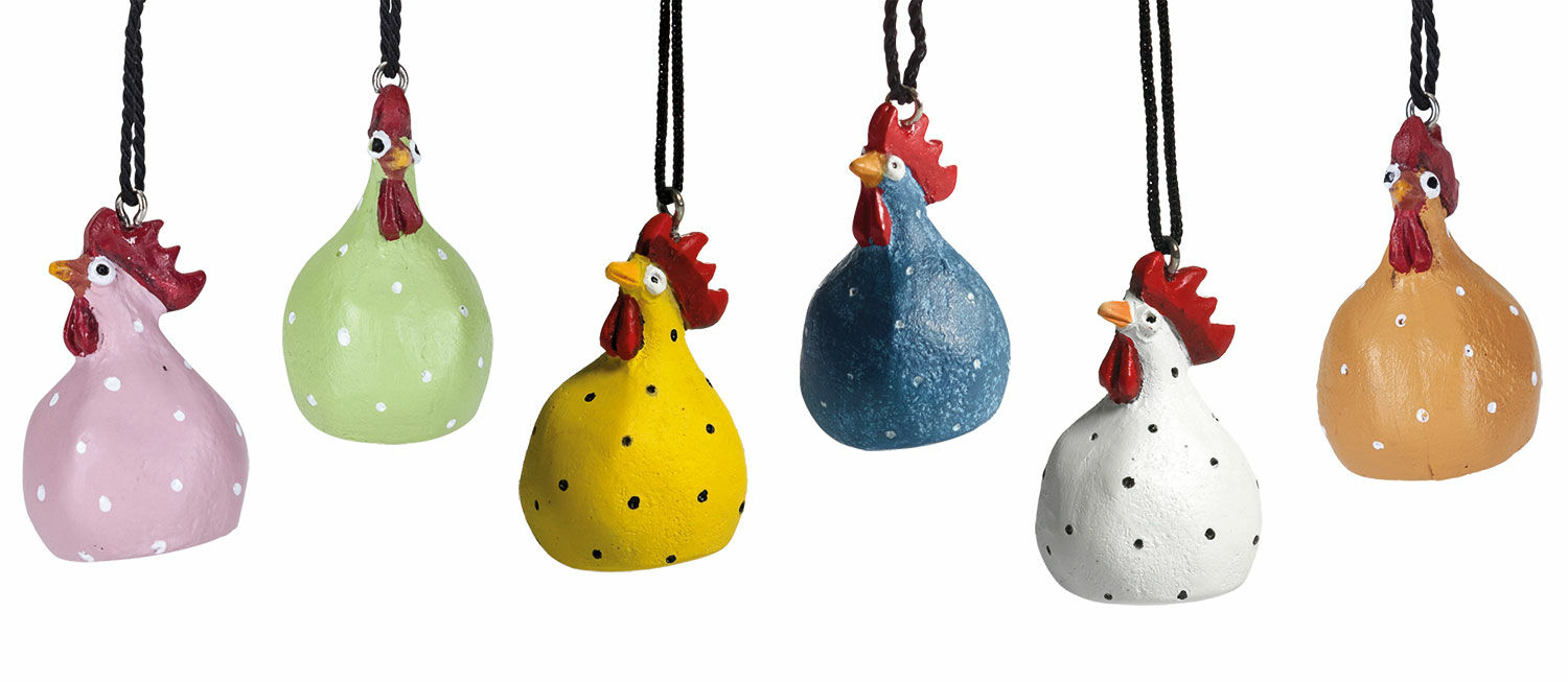 Set of 6 Easter bouquet pendants "Chickens", cast
