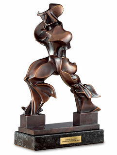 Skulptur "Forme Uniche della Continuitae Nello Spazio" (1913), Version in Bronze