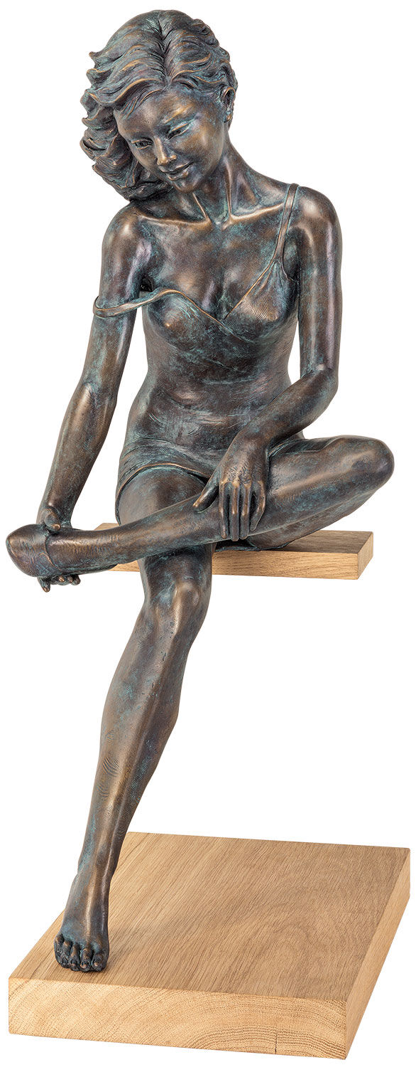 Skulptur "La Scarpa", Bronze auf Holz von Damiano Taurino