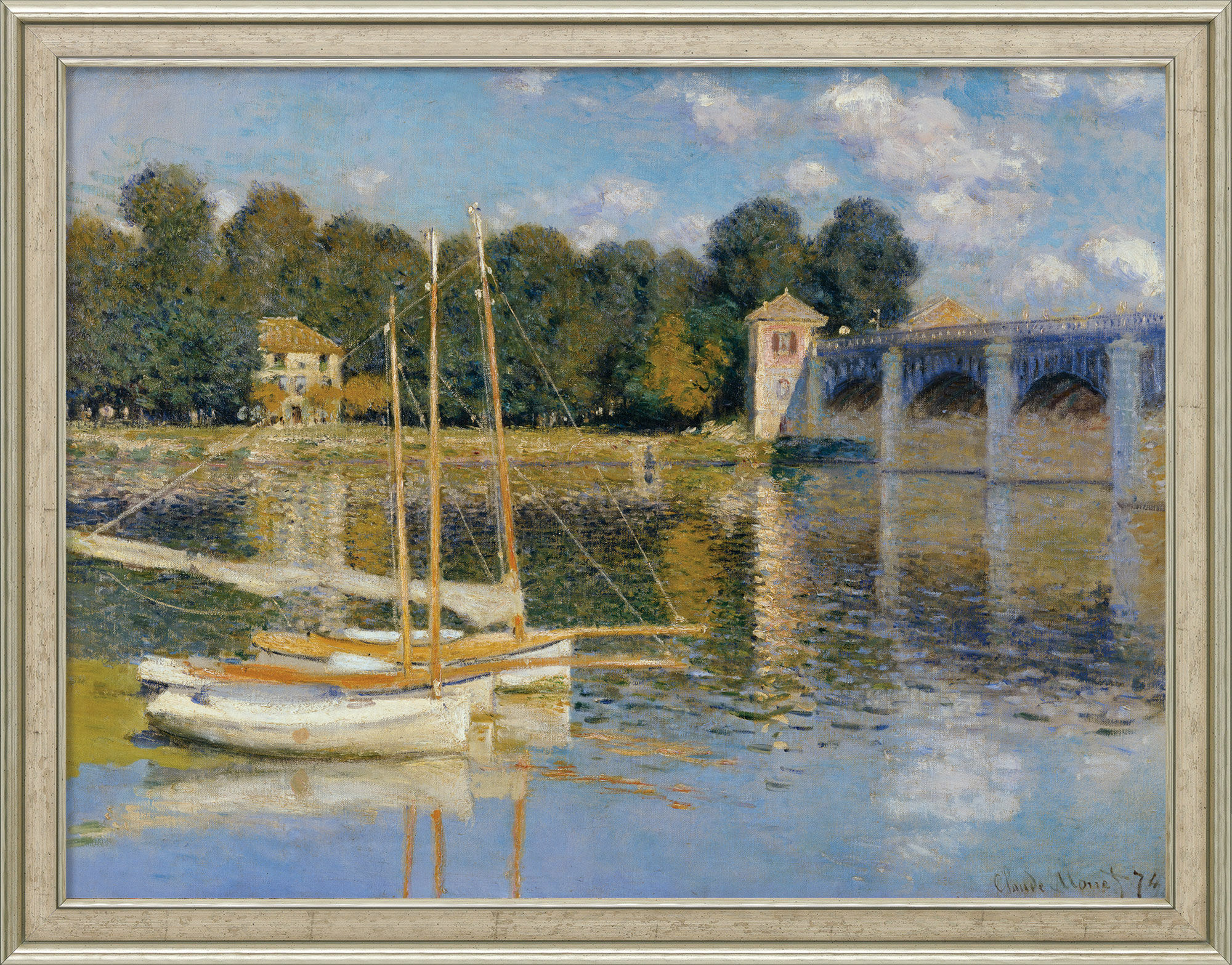 Bild "Die Brücke von Argenteuil" (1874), gerahmt von Claude Monet