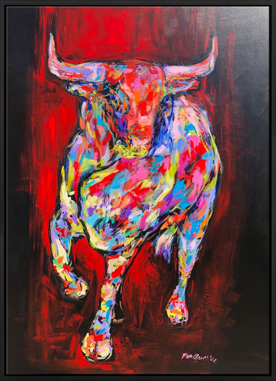 Cuadro "Colorido y Rojo" (2022) (Original / Pieza única), enmarcado de Nicole Leidenfrost