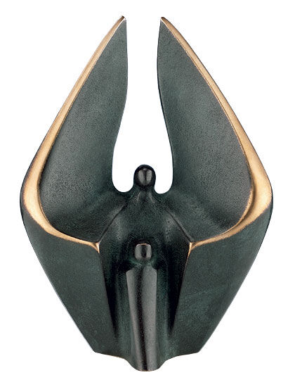 Skulptur "Schutzengel mit Kind", Bronze von Luise Kött-Gärtner