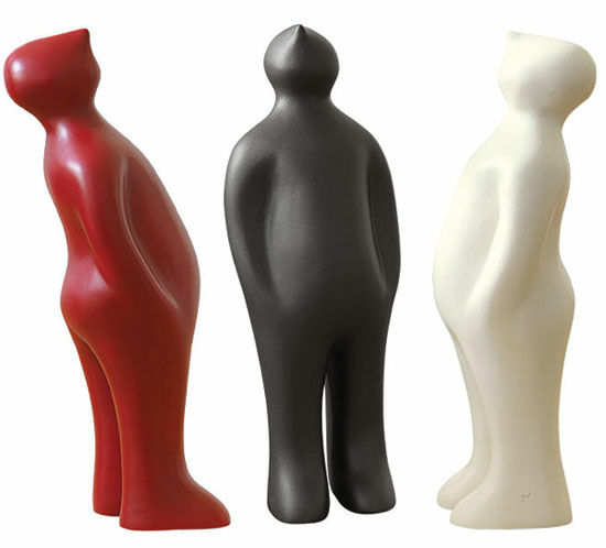 3 Keramikfiguren "The Visitor" (Mini-Version, Höhe 18,5 cm) im Set von Guido Deleu