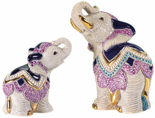 Set of 2 ceramic figurines "Elephants"