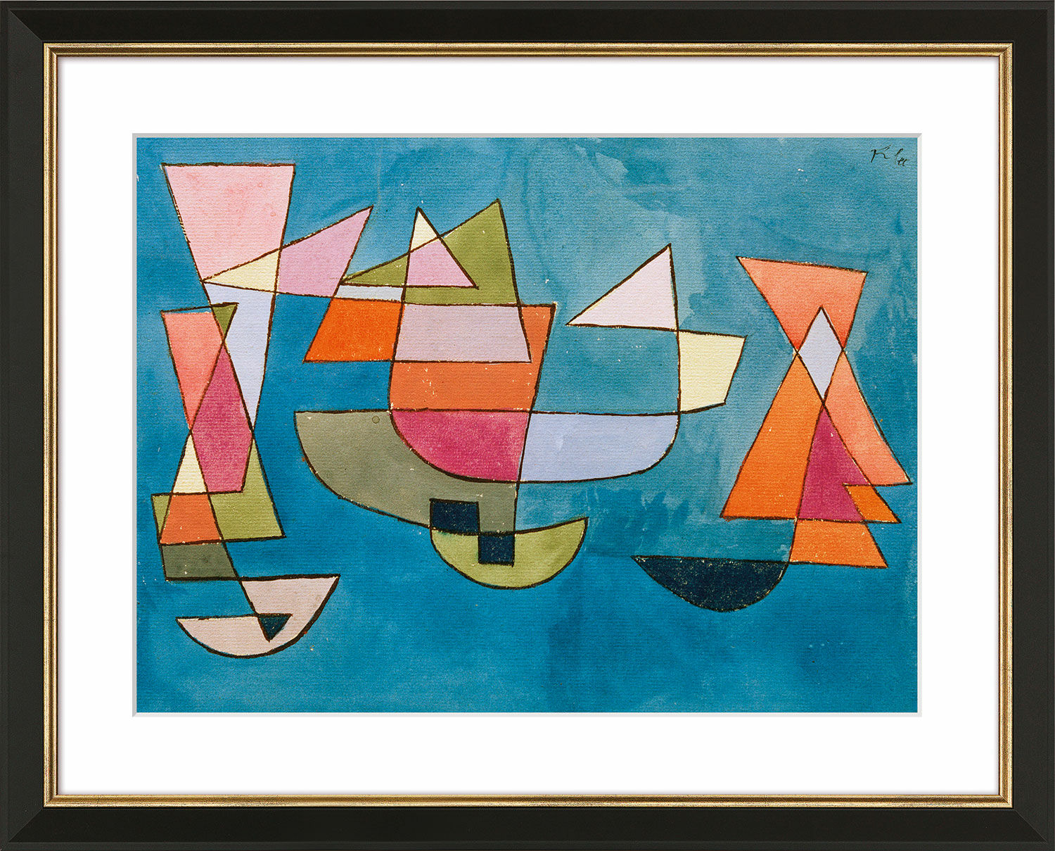 Bild "Segelschiffe" (1927), gerahmt von Paul Klee