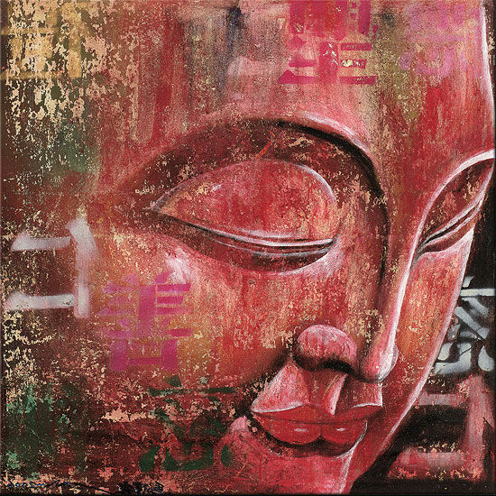 Picture "Small Buddha, Red", on stretcher frame by Ma Tse Lin