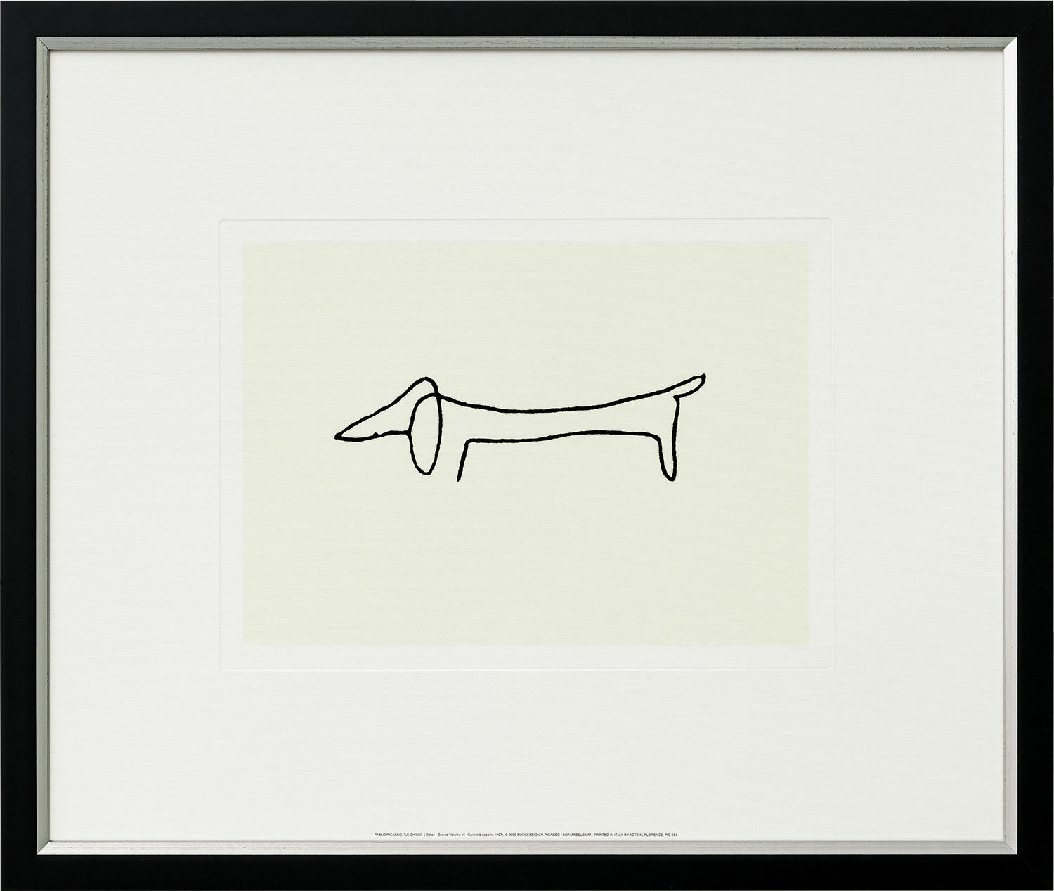 Billede "Hunden - Le Chien", indrammet von Pablo Picasso