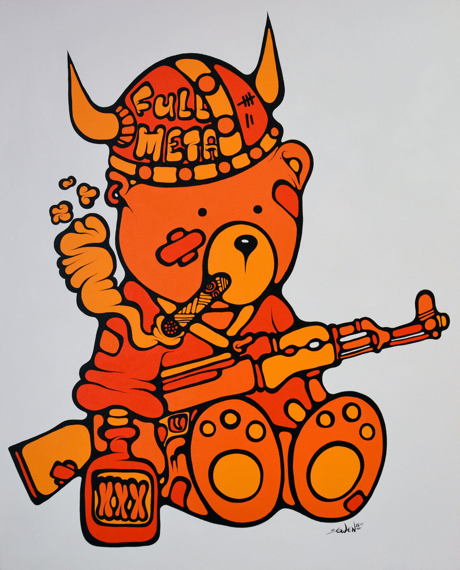 Schilderij "Max de Teddybeer ♯17" (2015) (Uniek stuk) van Ewen Gur