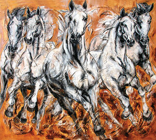 Picture "Herd", on stretcher frame by Kerstin Tschech