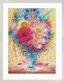 Picture "Bouquet of Flowers with Peonies" (2018-2020) (Original / Unique piece), framed