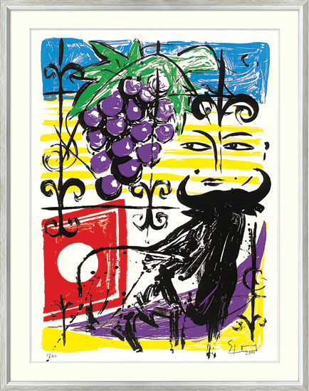 Picture "Grapes and Bull" (2000), framed by Stefan Szczesny