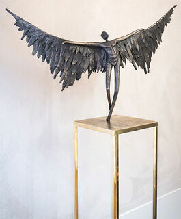 Sculpture "Icarus", bronze on stele by Guy Buseyne