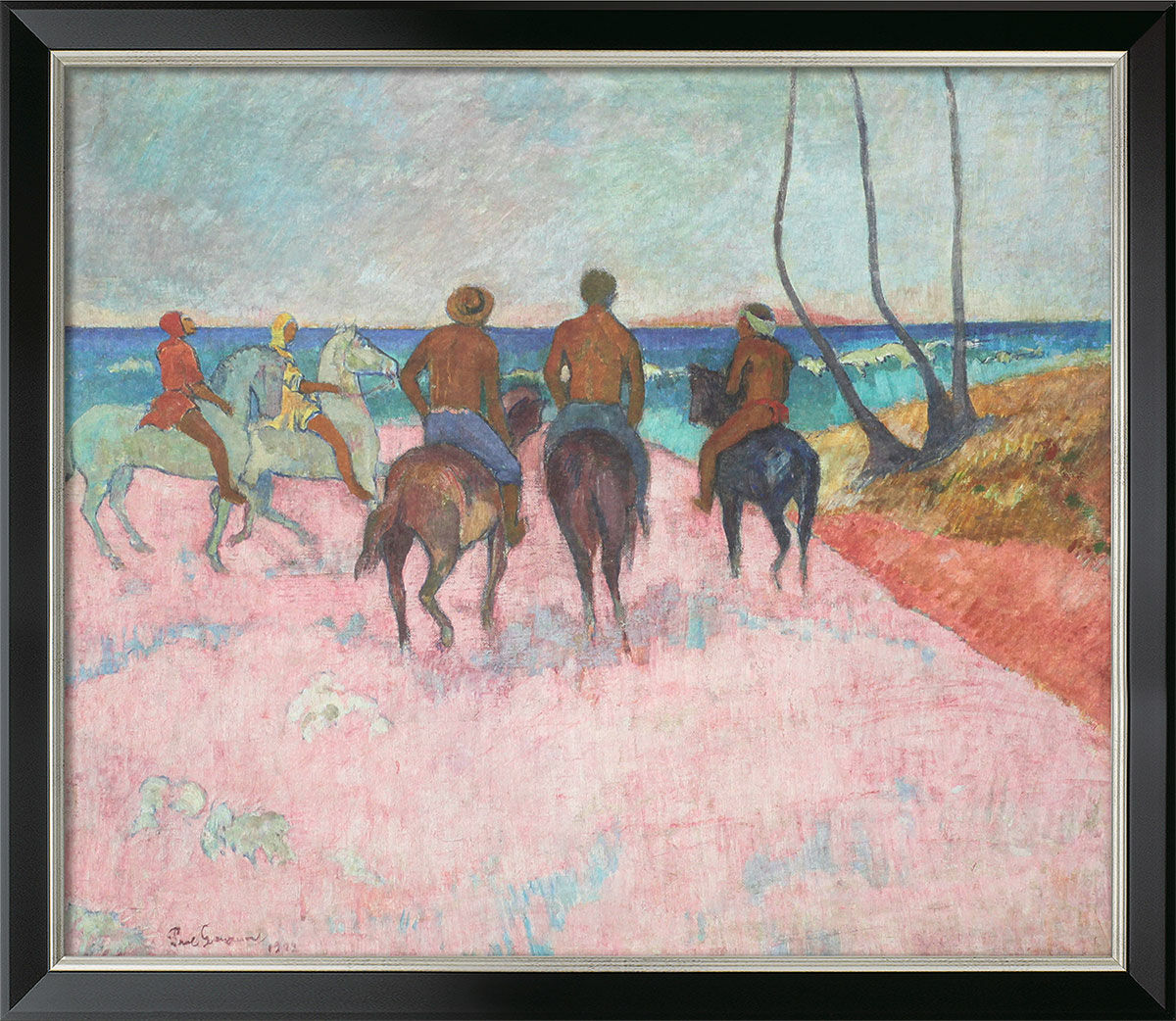 Tableau "Cavalier sur la plage" (1902), encadré von Paul Gauguin