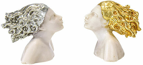 Set of two miniature busts "Vision" by Roman Johann Strobl