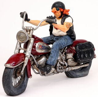 Karikatur "Motorbike", Kunstguss handbemalt von Guillermo Forchino