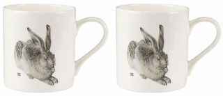 Set of 2 mugs "Silver Hare", porcelain