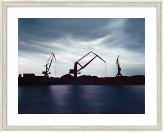 Picture "Industrial Harbour Against the Light", framed by Johann Hinger