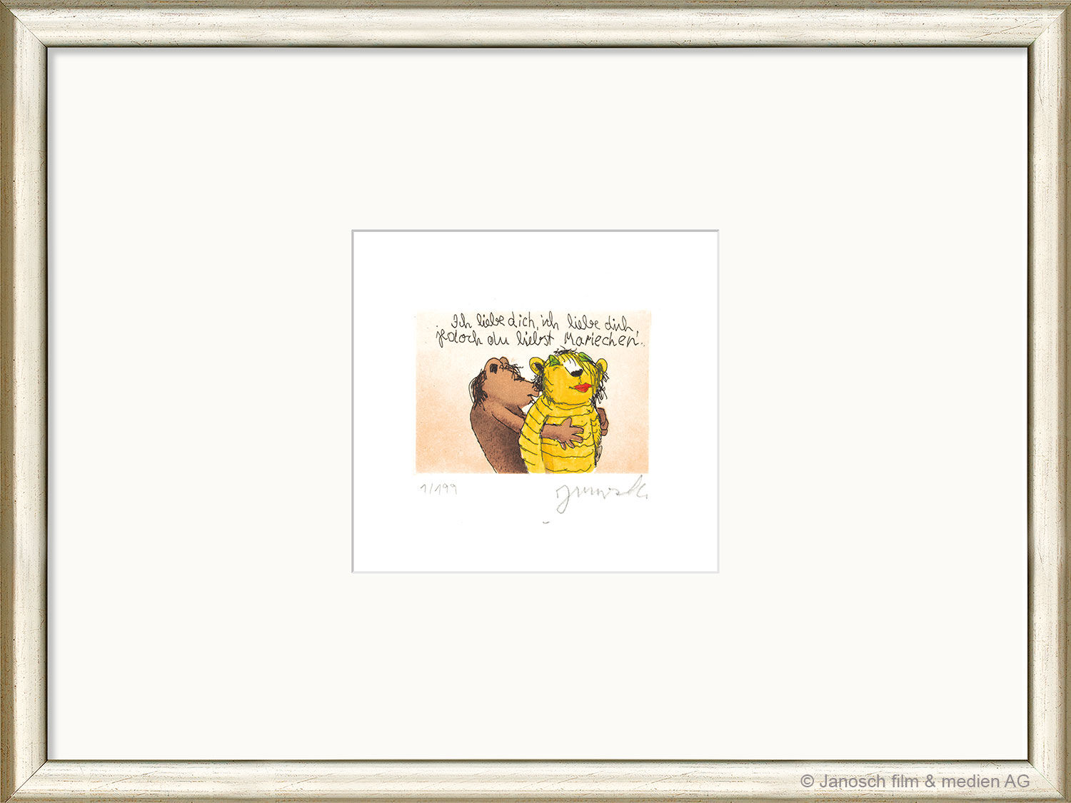 Picture "I Love You, I Love You, But You Love Mariechen", framed by Janosch