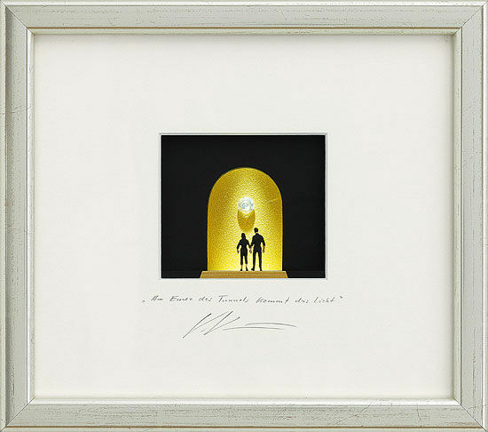 3D Picture "Light At the End of the Tunnel" with LED lighting, framed by Volker Kühn