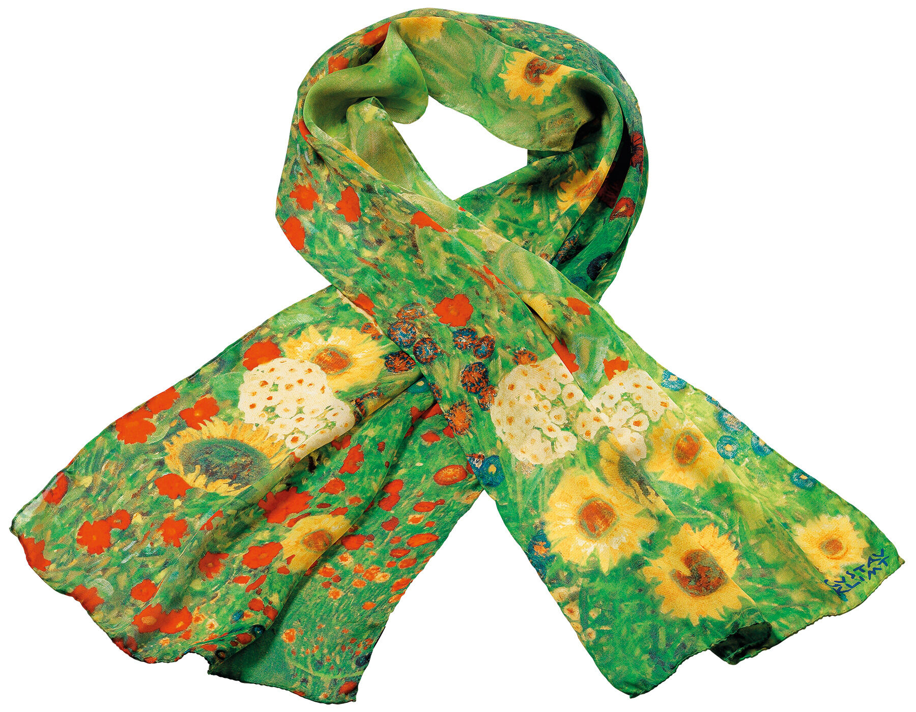 Zijden sjaal "Boerentuin met zonnebloemen" von Gustav Klimt