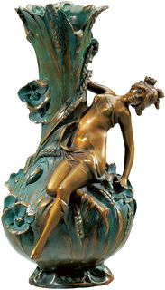 Vase "Coquelicot", Version in Bronze (antikgrün) von Louis Auguste Moreau