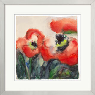 Picture "Three Poppy Blossoms" (2023) (Original / Unique piece), framed by Christine Kremkau